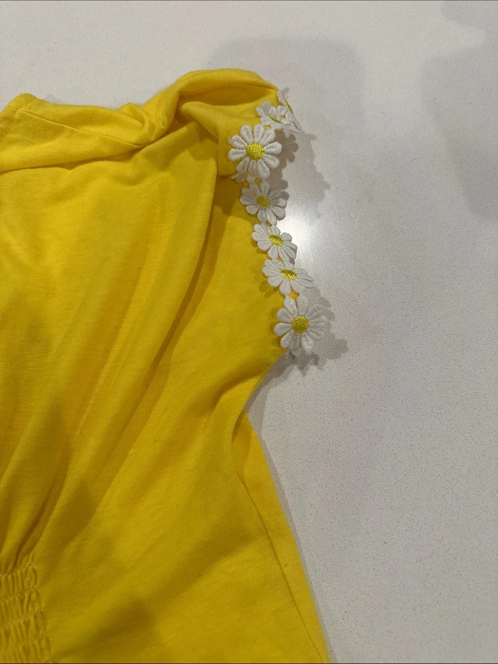 Yellow Daisy Trim Tunic Coverup